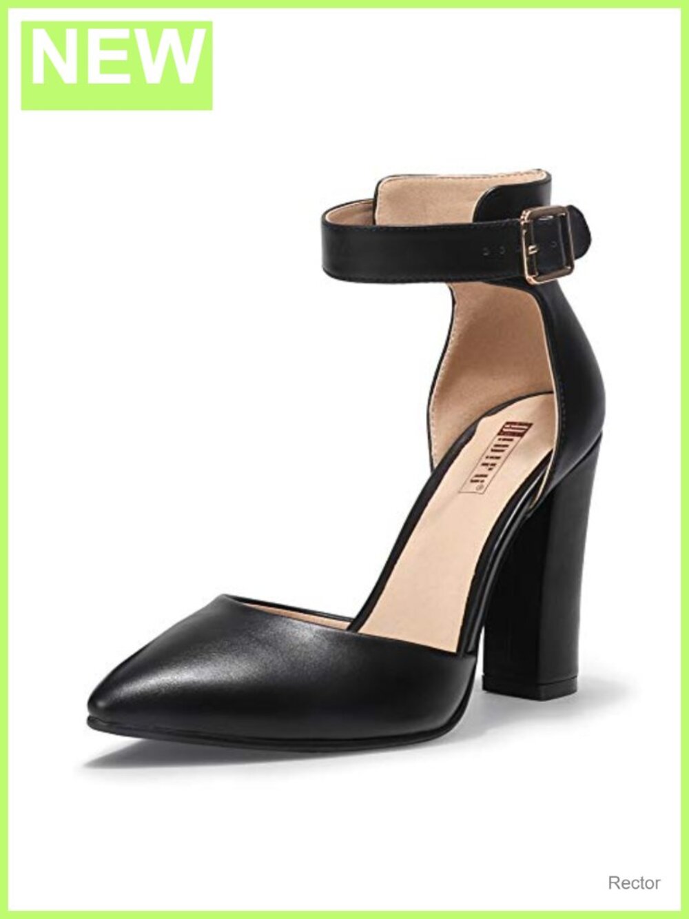 IDIFU Women's Chunky Heels Pumps Pointed Toe Ankle Strap Dress Shoes